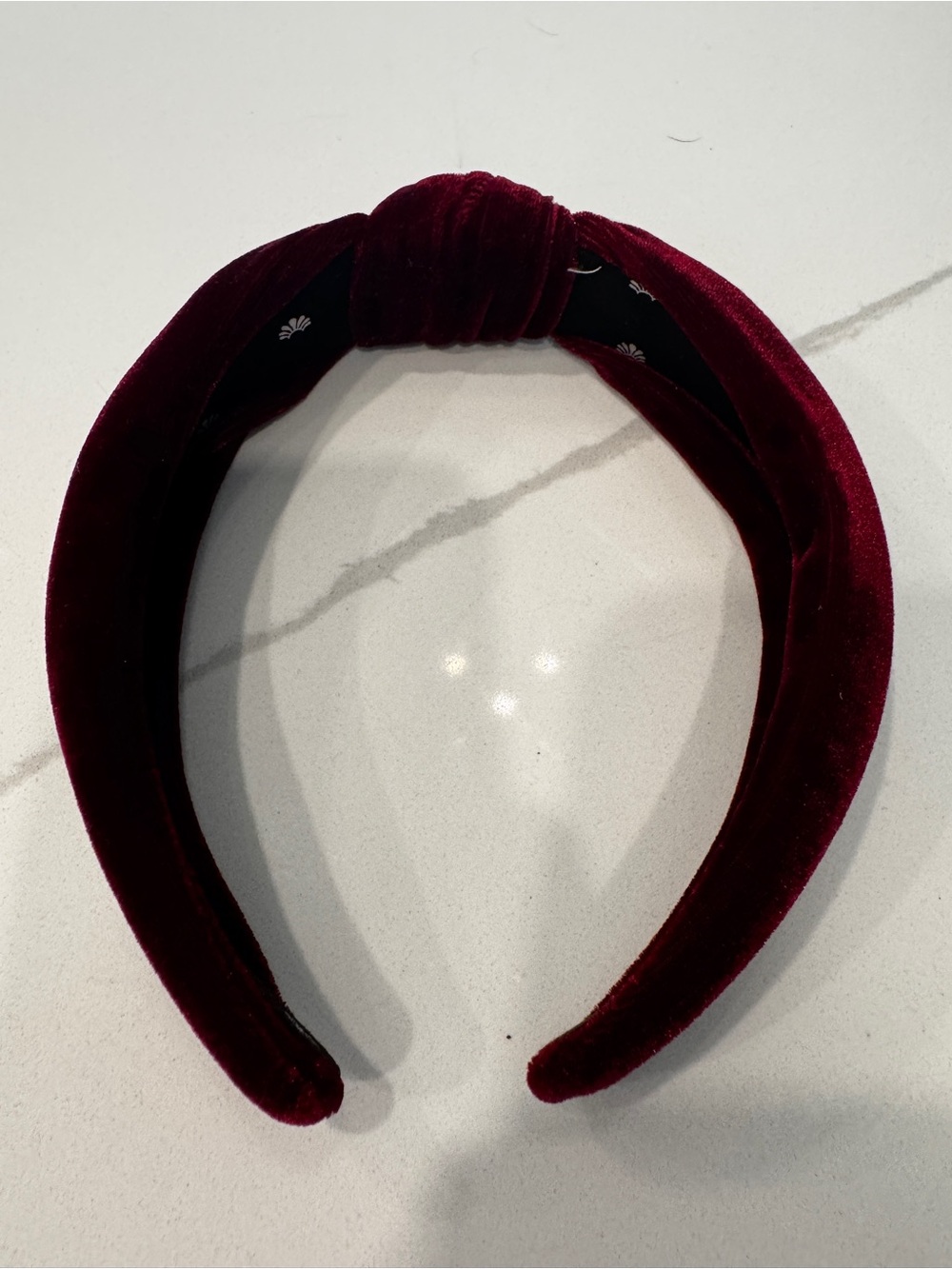 Lele Sadoughi Velvet Knot Headband in Deep Burgundy - EUC